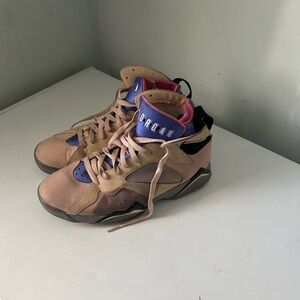 Jordan Retro 7 Sneakers in Tan and Purple good condition
